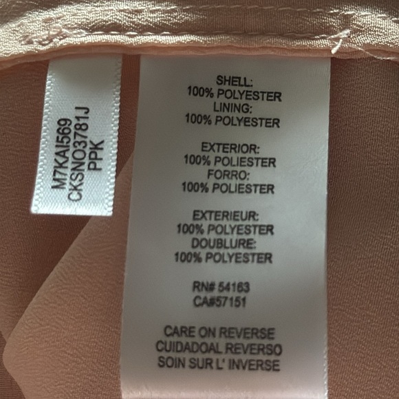 Calvin Klein peach V neck chiffon blouse layered bell sleeves Sz XL - Picture 6 of 6